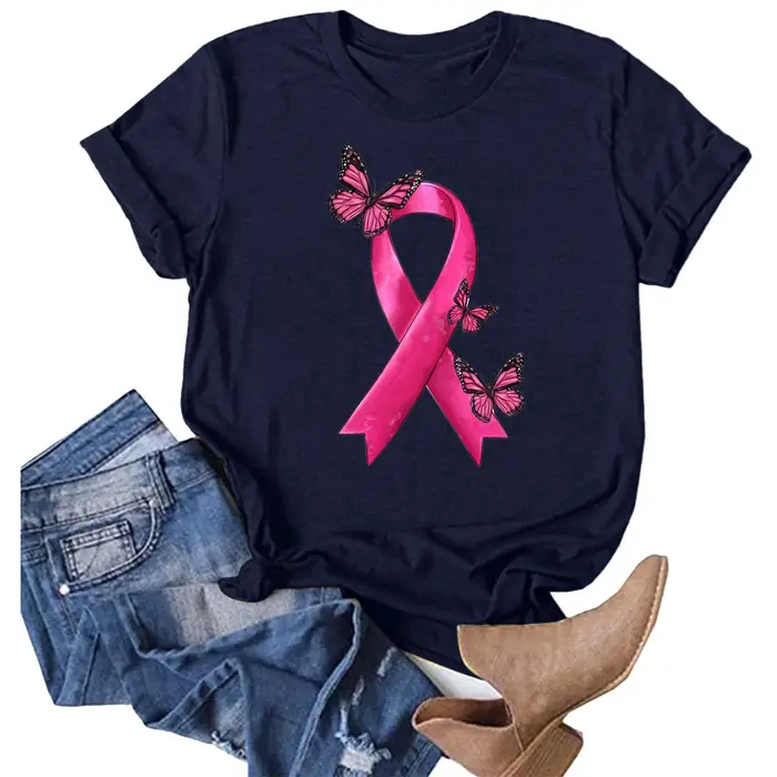 T-Shirt à Manches Courtes et Col Ras du Cou pour Femme, Rose, Imprimé, Confortable, Décontracté, 03/