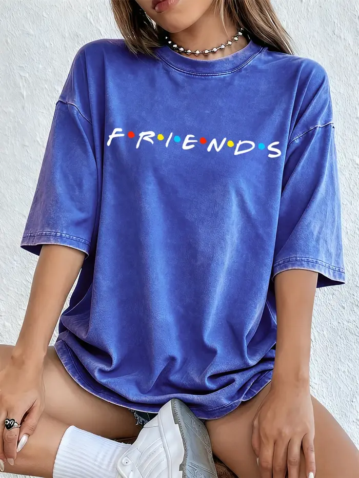 Sitcom film amis imprimer lavé T-Shirts femmes coton surdimensionné t-shirt été doux à manches court