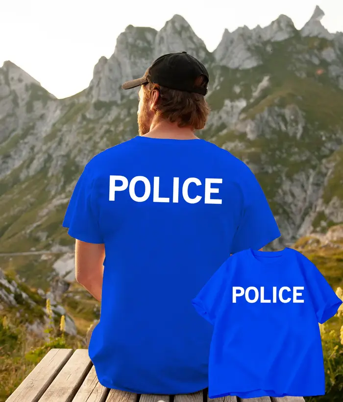 POLICE hommes t-shirt lettre imprimer col rond à manches courtes survêtement hauts été pull décontracté coton marque de mode vêtements de sport