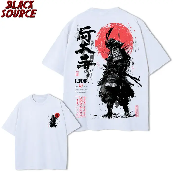 T173 T-shirts esprit samouraï japonais pour hommes