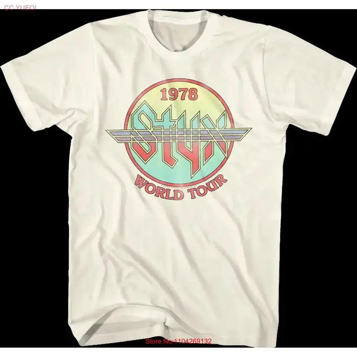 T-shirt Styx World Tour 1978 vintage, streetwear délavé, extensible, confortable, polyvalent, décontracté, pour homme, pour tous les jours