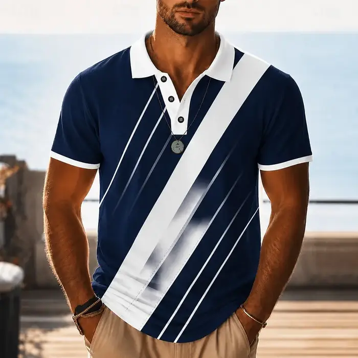 Polo pour homme à imprimé color block rouge