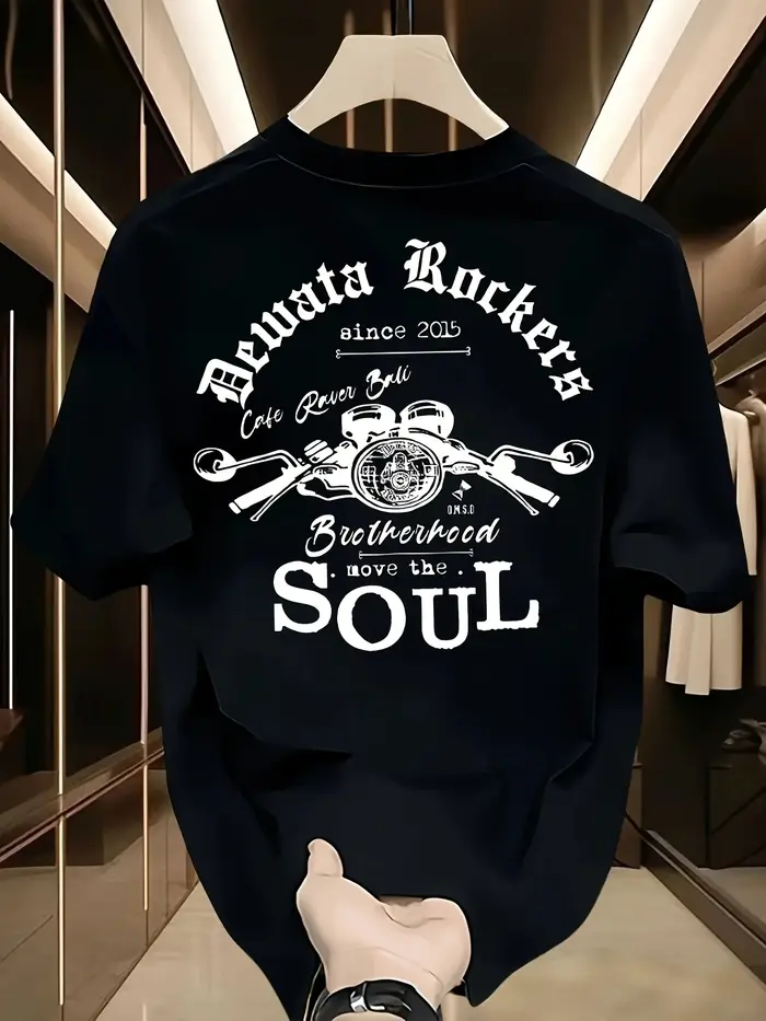 T-shirt pour homme en coton 100% avec imprimé graphique Vintage Motorcycle Soul