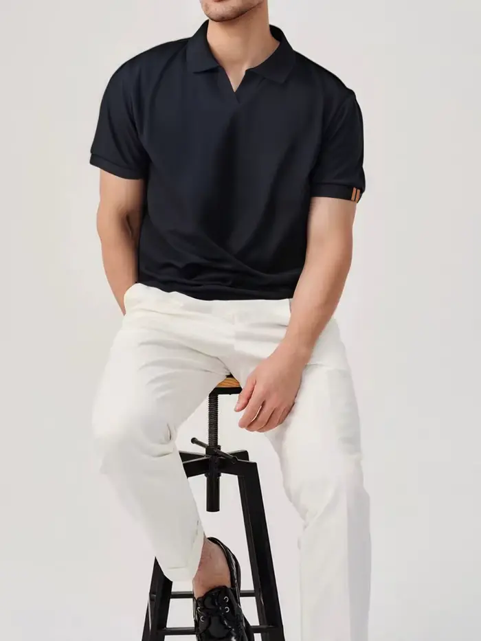 Polo à manches courtes Seagull Neck pour homme