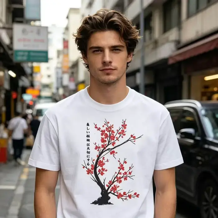 T-shirts à imprimé graphique cerise pour hommes
