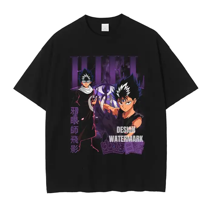 Anime Yu Yu Hakusho T-shirts graphiques Urameshi Yuusuke Manga t-shirt lavé surdimensionné