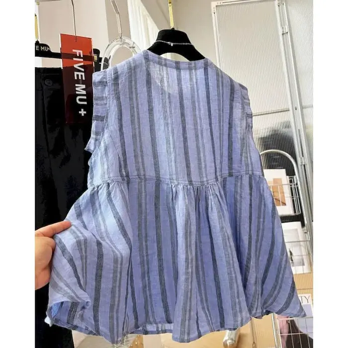 Débardeurs fins rayés amples décontractés style coréen T-shirts sans manches anti-âge Vêtements femme Soldes été 2026