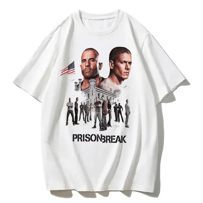 Hommes Vintage t-shirts série Tv Prison Break vêtements esthétiques Michael Scofield Y2k chemise Streetwear imprimé T-shirt haut coton