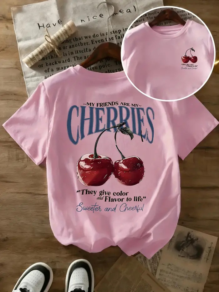 T-shirts imprimés cerises pour femmes