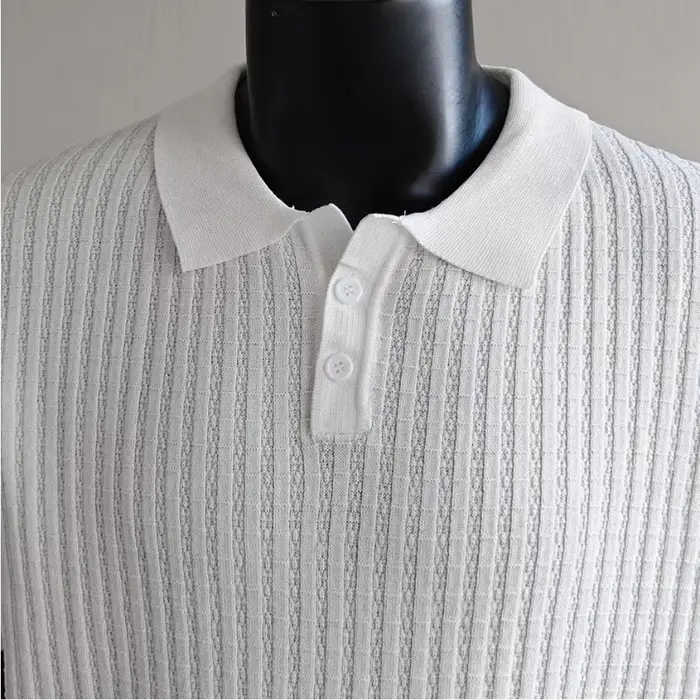 Polo à manches courtes en tricot côtelé pour hommes
