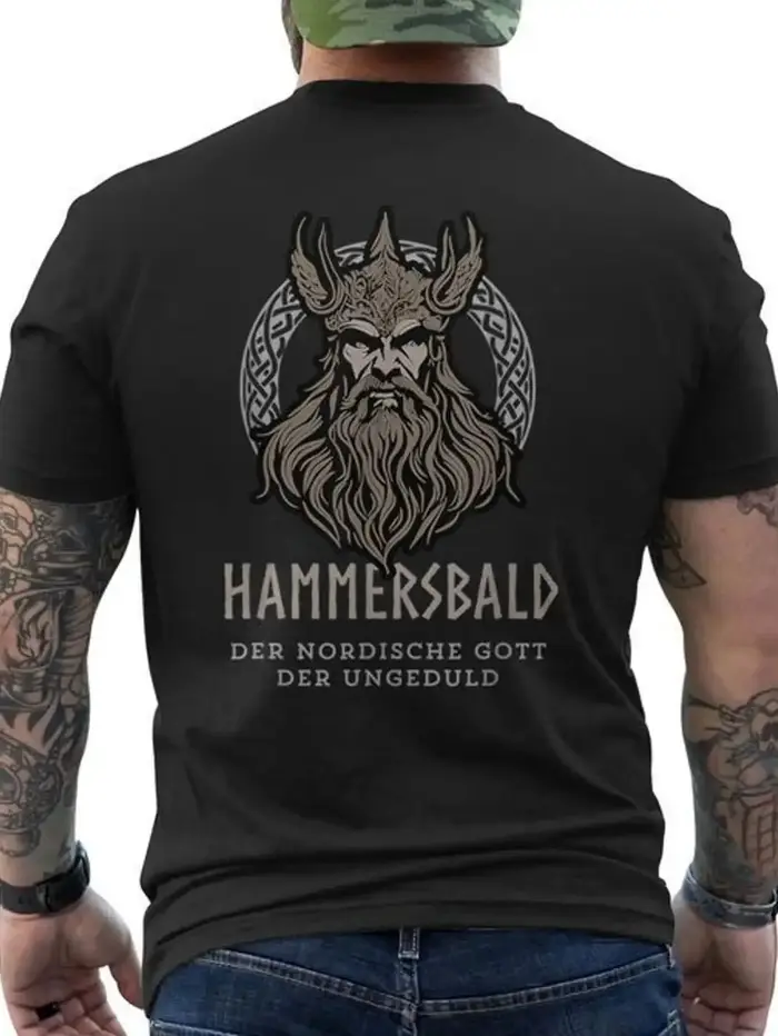 Hammersbald God of Impatience T-shirt graphique pour hommes T-shirt à col rond doux avec motif guerr
