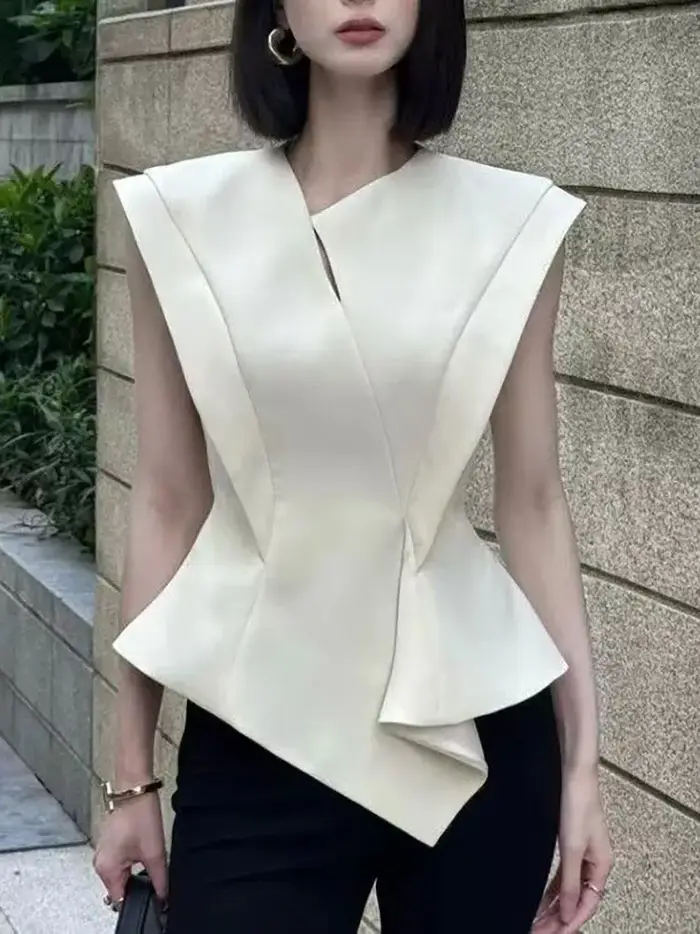 T-shirt sans manches de luxe style français pour femme