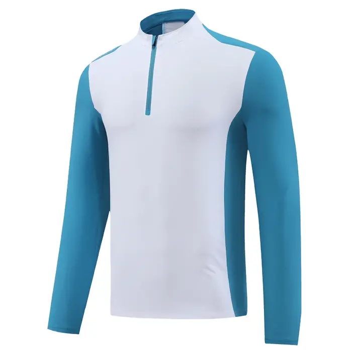 Manches longues salle de sport hommes Laple demi fermeture éclair mode formation Patchwork compresse