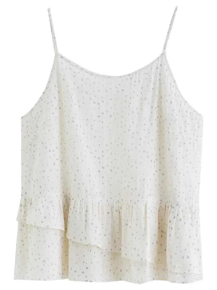 DUSHU Haut cache-cœur floral style coréen bleu clair