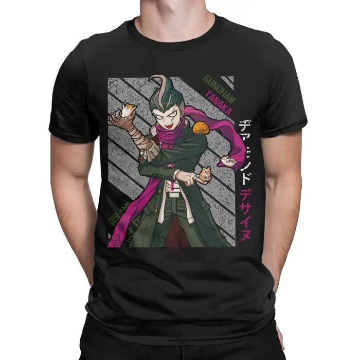 Hommes Gundham Tanaka Super Danganronpa t-shirts jeu 100% couverture en coton décontracté à manches courtes col rond
