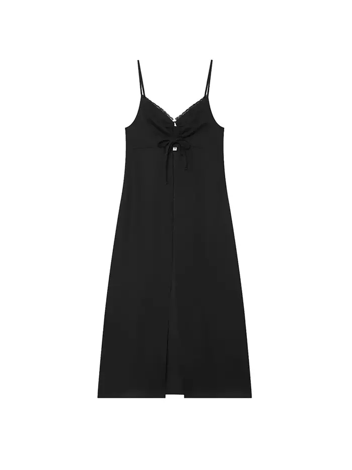TFMLN Haut décontracté à longues bretelles pour femme, chic, uni, à lacets, sans manches, à fines bretelles, avec fente haute, style streetwear, pour l'été
