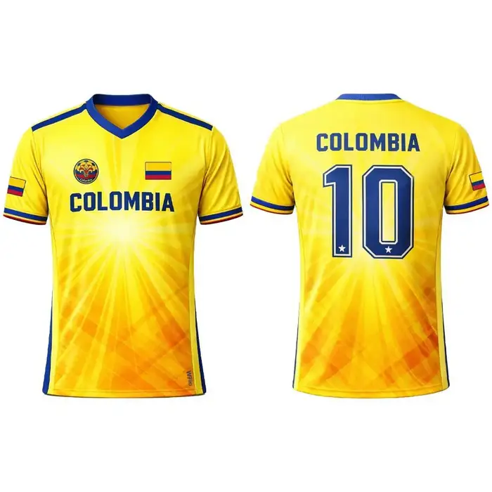 Nouveau Maillot de Foot 2026 Imprimé Drapeau Columbia pour Homme – T-shirt Sportif Respirant Col V Unisexe – Entraînement Décontracté Streetwear – Cadeau Idéal pour les Fans
