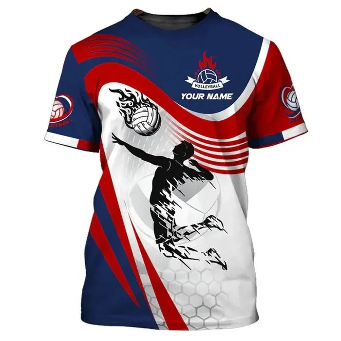 Cool volley-ball modèle t-shirt hommes personnalisé 3D imprimé T-Shirts mode d'été col rond rue surdimensionné à
