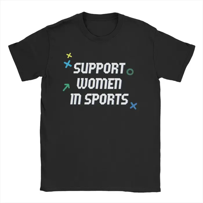T-shirt décontracté pour femmes, avec col rond et manches courtes, 100% coton, motif « I Support Womens Sports Men Women's T Shirt Womens Rights »