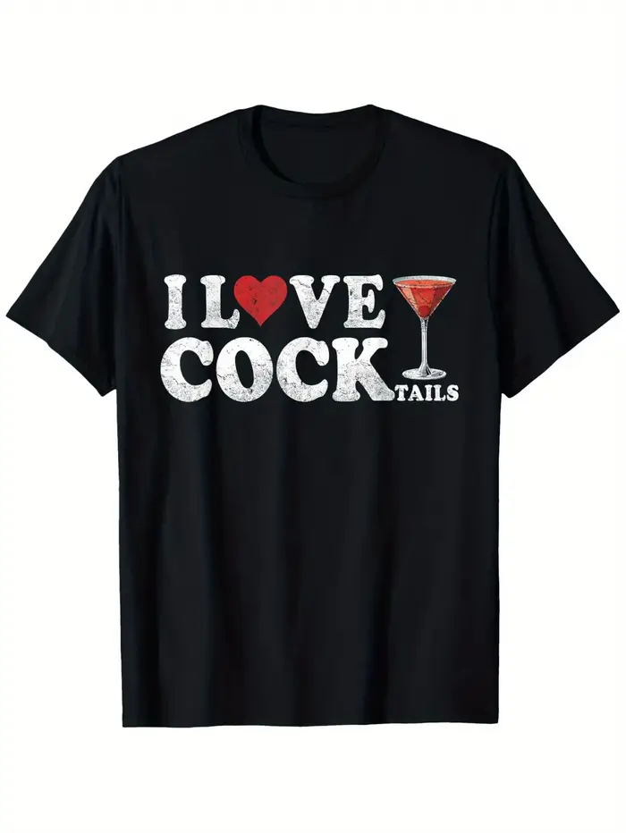 T-shirt à manches courtes pour femmes, motif humoristique « I Love Cocktails », design humoristique