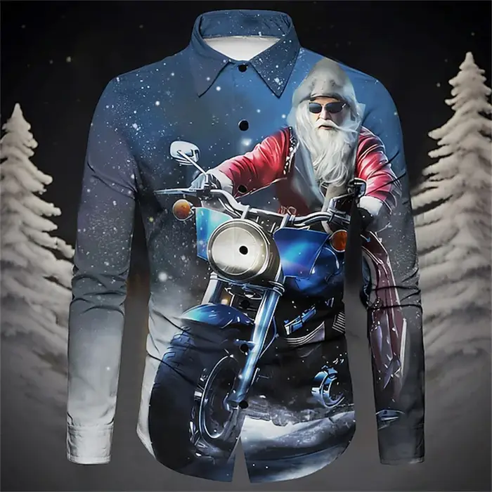 Chemise de noël imprimée père noël pour hommes