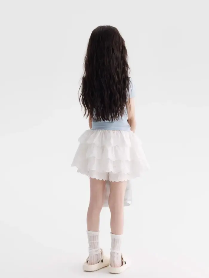 T-shirt bleu à épaules dénudées pour filles