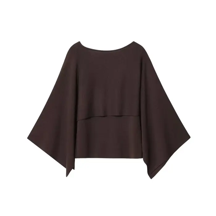 Haut élégant en tricot superposé pour femme, col ample, en fibre de polyester, col rond, manches courtes, confortable et décontracté