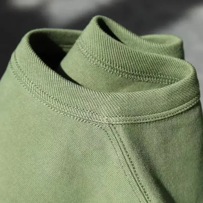 T-Shirt à manches courtes brossé vert avocat lourd 300g, haut d'été en coton de haute qualité vert R