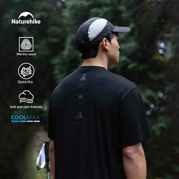 Naturehike laine mérinos séchage rapide t-shirt ras du cou en plein air randonnée décontracté haut sport