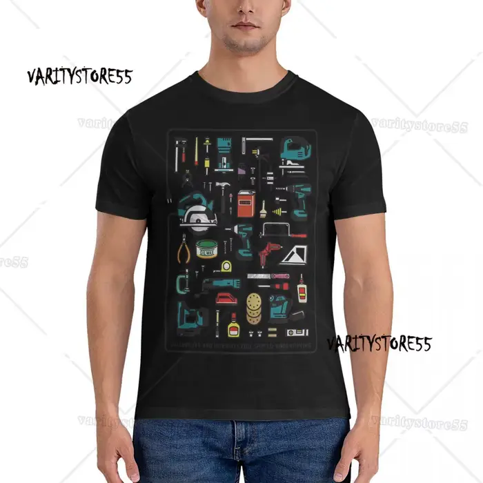 T-shirt manches courtes col rond homme, estival et à la mode, 100% coton, avec outils de travail, Ma