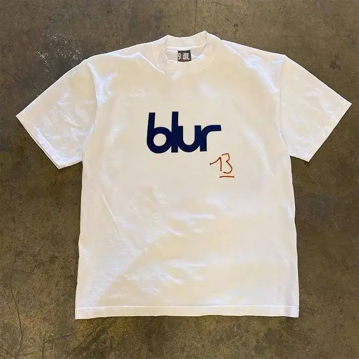 Blur 13 T-shirt en coton pour hommes, graphique Vintage Streetwear rétro décontracté Grunge Hip Hop