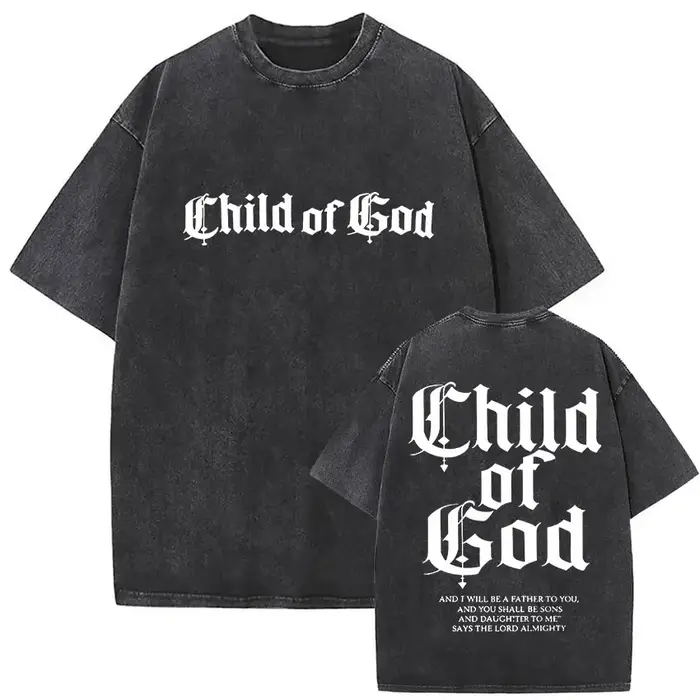 T-shirt vintage lavé pour homme « Enfant de Dieu Chrétien »