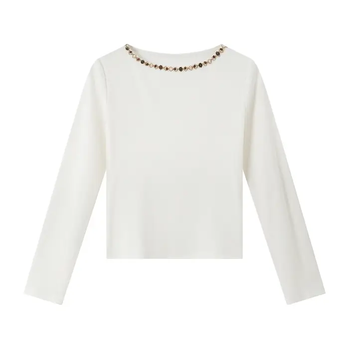 T-shirt blanc à manches longues pour femme VIMLY