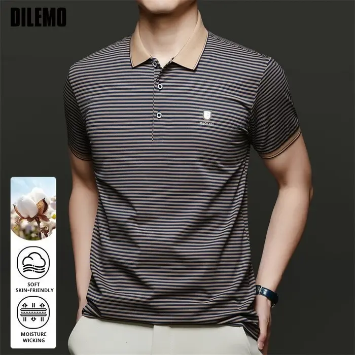 Top Grade été marque Designer polos pour hommes été dépouillé coupe ajustée à manches courtes décontracté hauts mode