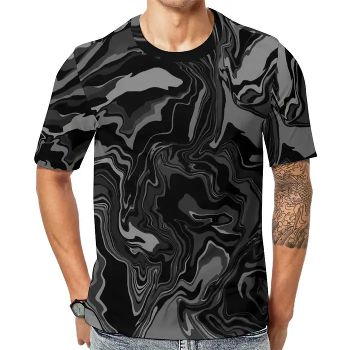 T-shirt noir à manches courtes et col rond pour homme