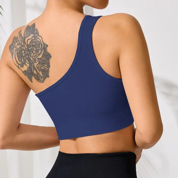 Femmes Yoga course Fitness hauts une épaule Sexy sangle sport débardeur