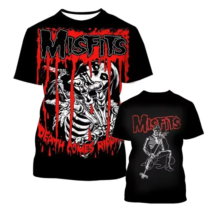 Misfits Rock Band T-Shirts crâne 3D imprimé Streetwear hommes femmes décontracté mode à manches courtes t-shirt