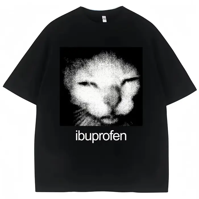 2026 Vintage Drôle Ibuprofen Chat Meme Graphique T-shirt Femmes Humor Mode T-shirts Surdimensionné D