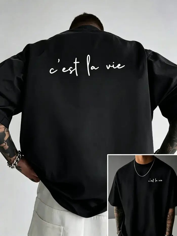 T-shirt pour homme, la vie est comme un spectacle, T-shirt ample pour homme à motif double face pour
