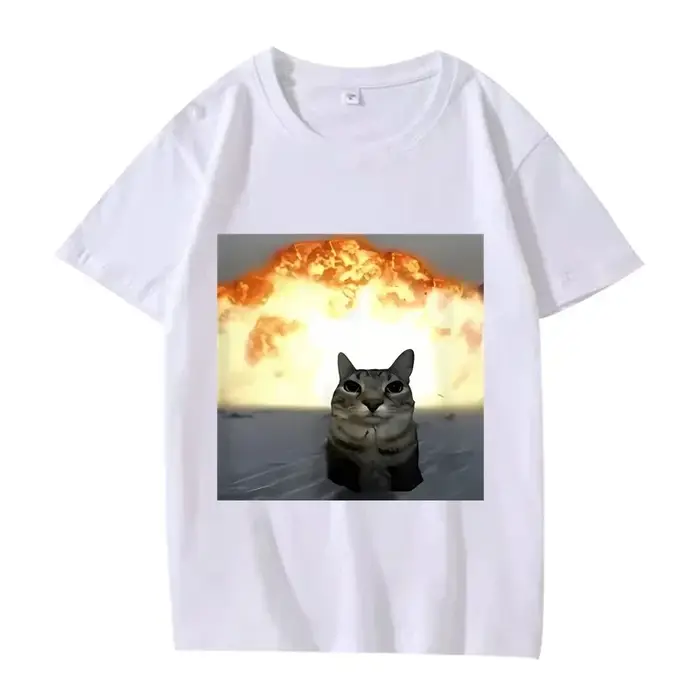 Fantaisie chat Explosion graphique t-shirt femmes drôle à manches courtes été impression haut pour f