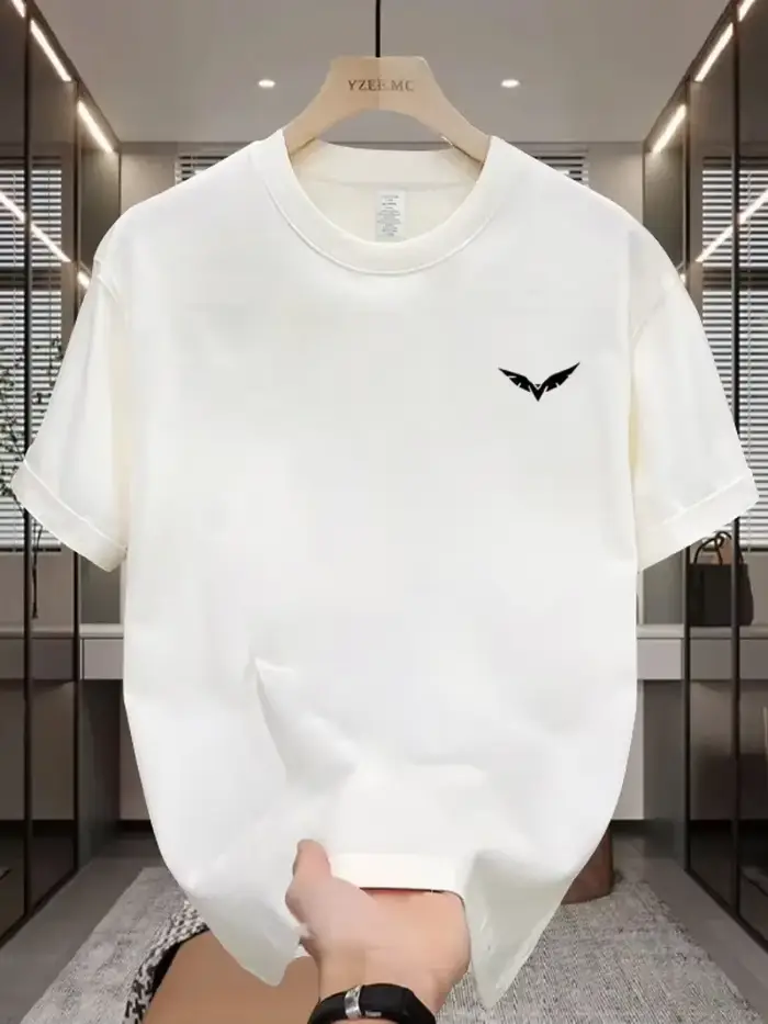 T-shirt décontracté imprimé à motif d'aile simple pour hommes