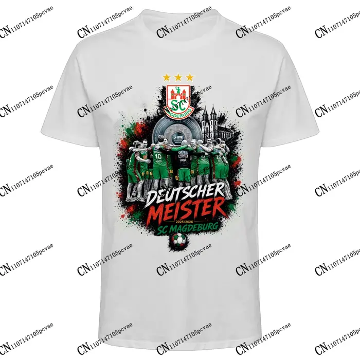 Nouveautés 2026-27 : T-shirts 100 % coton pour fans de handball SC Magdeburg pour adultes et enfants – Allemagne, HBL Tee
