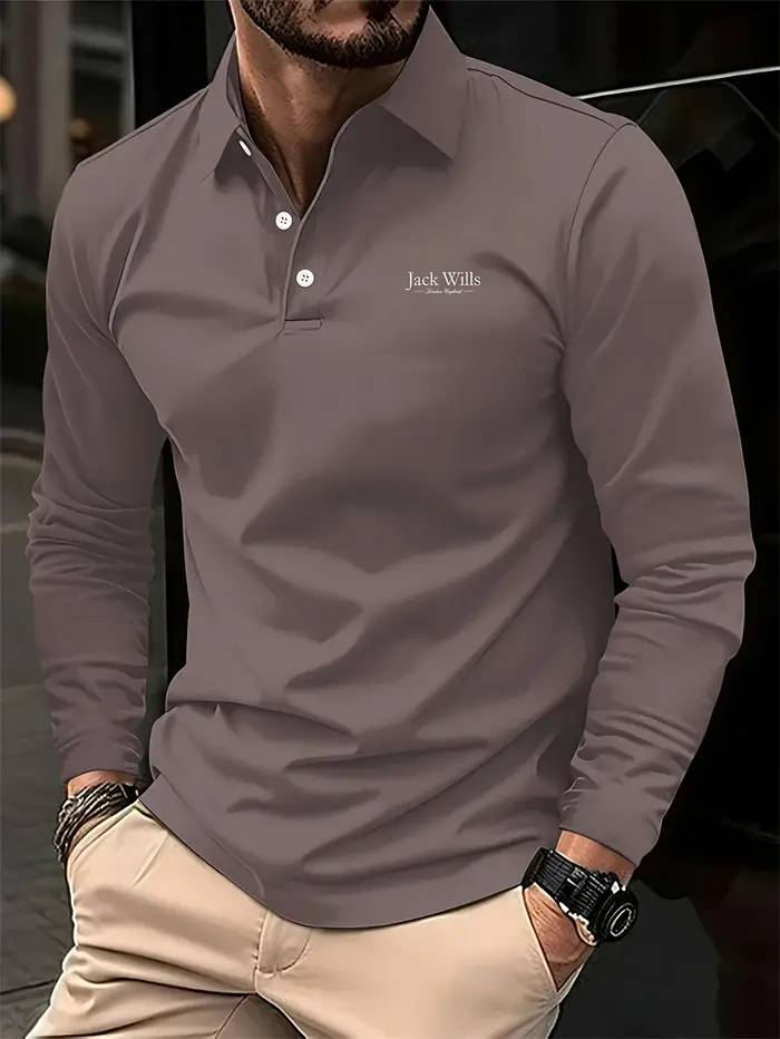 Chemises polo simples de couleur unie pour hommes Mode d'été Manches longues Imprimé 3D Chemise