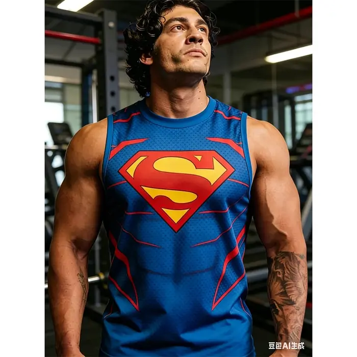 Nouveau T-shirt de sport Superman surdimensionné pour l'été 2026, col rond décontracté, série MMA, h
