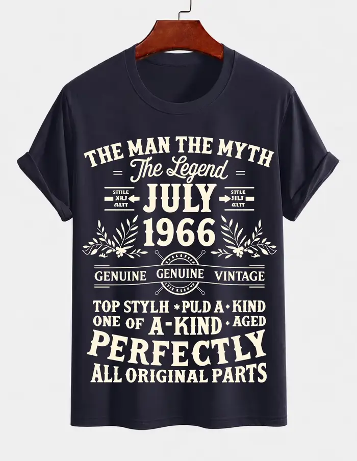 Nouveau T-shirt en pur coton 2026 « Juillet 1966 Homme Mythe Légende » avec imprimé anniversaire