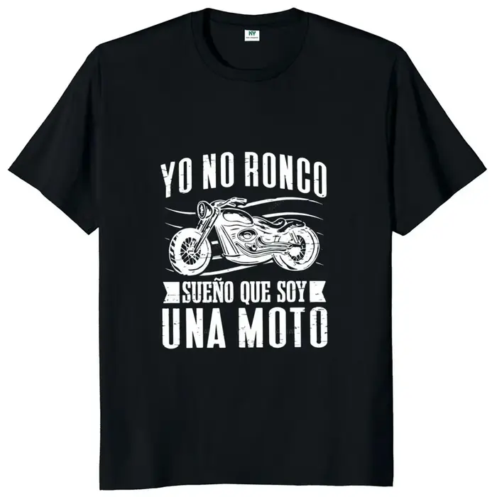 Nouveau arrivé moto motard T-Shirt drôle espagnol dictons papa petit ami cadeaux t-shirts hauts col 