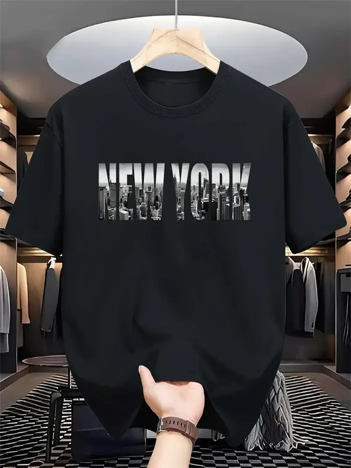 Mode Simple New York Lettres T-shirts Pour Hommes D'été À La Mode Hip Hop 3D Imprimé T-shirts Lâche