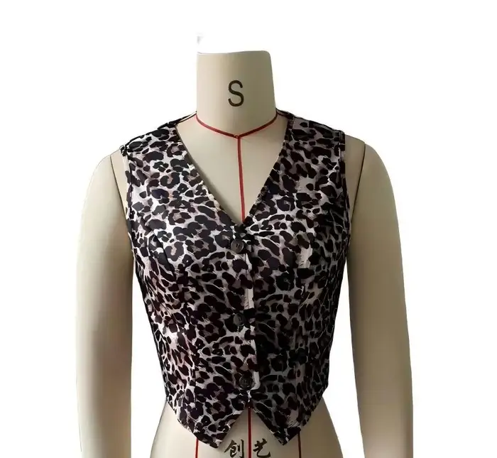Gilet décontracté pour femme à imprimé léopard