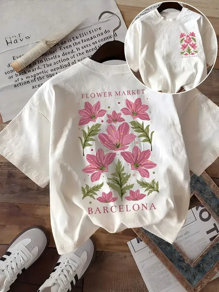 T-shirt graphique pour femmes, motif floral botanique, esthétique rétro décontractée, style Harajuku