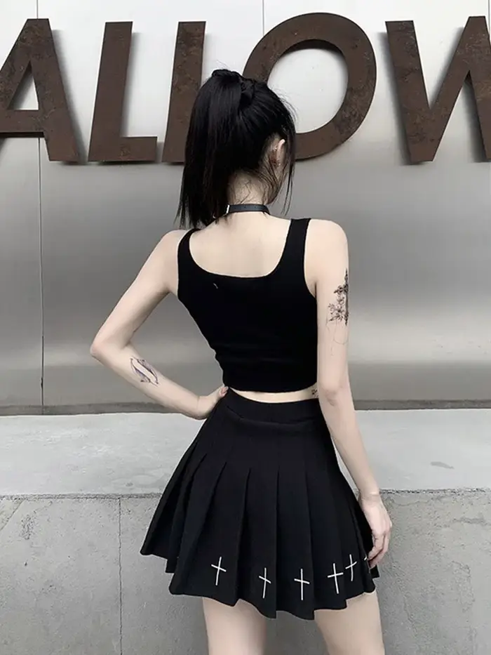 Débardeur en Patchwork de Style Punk pour femmes